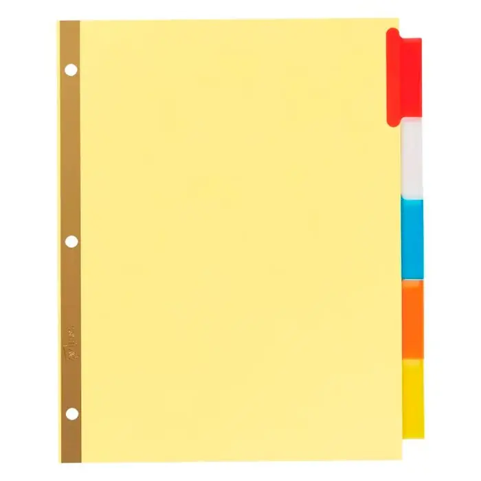 Avery Insertable Divider, Single Sided, 5 Tab, 8-1/2 x 11 Inches, Multi-Color, 1 Set Authentic